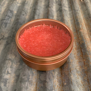 Car Candle Air Freshener | Rose Gold Tin & Bright Coral Beads | Volcano Scent