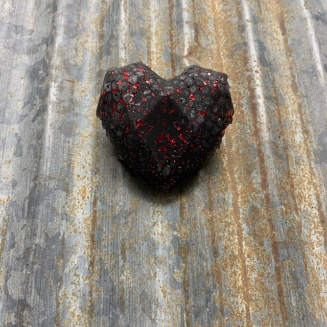 Single Car Vent Clip | Clip-On Car Air Vent Freshener | Black With Red Glitter Heart Jewel For Horizontal or Vertical Vents | Black Raspberry Vanilla Scent