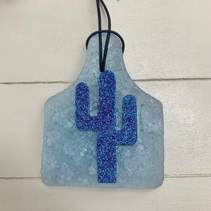 Cactus Ear Tag | Blue/Purple Sparkle | Pomegranate Mandarin Scent