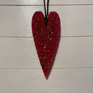 Long Heart | Red With Red & Gold Glitter | Sugared Lemon Scent