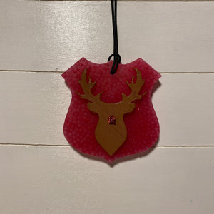 Deer Mount | Red With Rudolph Nose | Mahogany Teakwood Scent