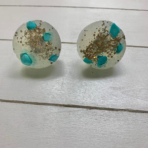 Circle Car Vent Clips |White Gold withTurquoise and Sparkles | Fall Festival