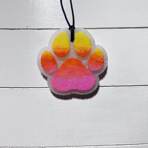 Paw Print | White With Yellow, Orange, & Pink Details | Naked Cactus Scent