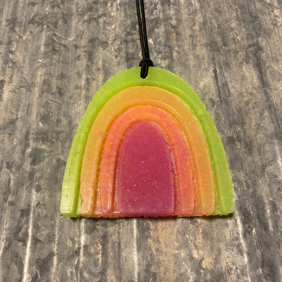 Rainbow Car Freshie | Bright & Fruity Colors | Volcano Scent