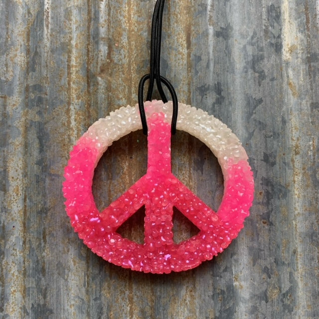 Peace Sign Car Freshie | Bright Pearl And Hot Pink | Good Vibes Scent