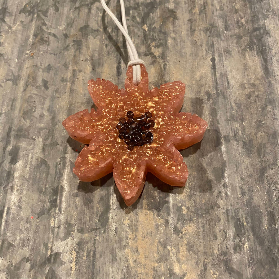 Daisy Flower Car Freshie | Rose Gold Colors | Sugared Lemon Scent