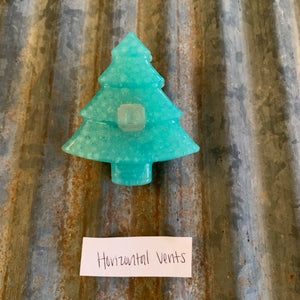 Single Car Vent Clip | Clip-On Car Air Vent Freshener | Teal Christmas Tree For Horizontal Vents | Fresh Balsam Scent