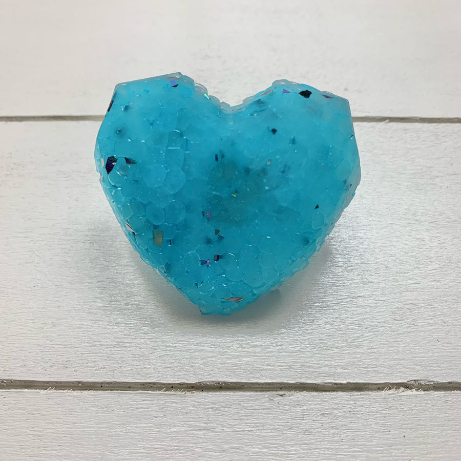 Peachy O Heart Vent Clip Single Turquoise glitter Horizontal