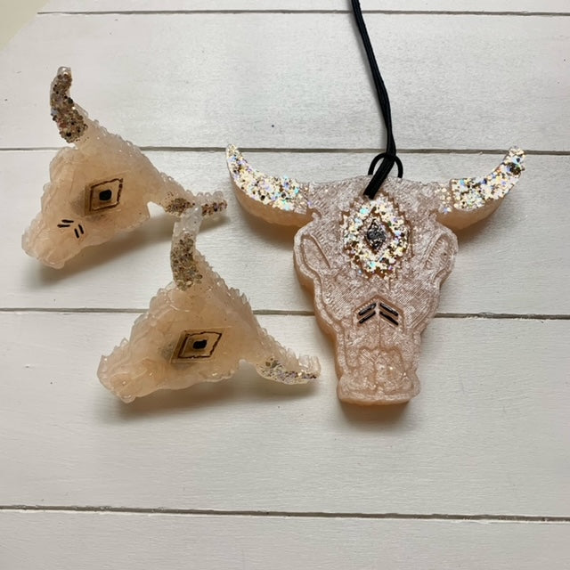 NEW Steer Skull Head | Blush Sparkle With Horizontal Vent Clips (3-Piece Set) | Champagne Toast Scent