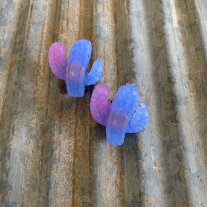 Car Vent Clips | Clip-On Car Air Vent Freshener Set | Purple to Blue Cactus | Cactus Blossom Scent